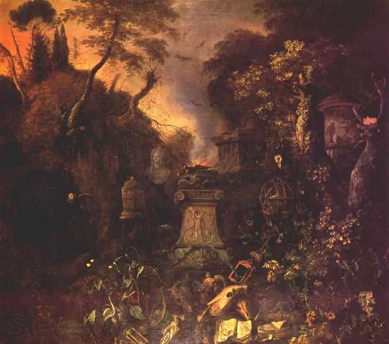 WITHOOS, Mathias Landscape with a Graveyard by Night Spain oil painting art